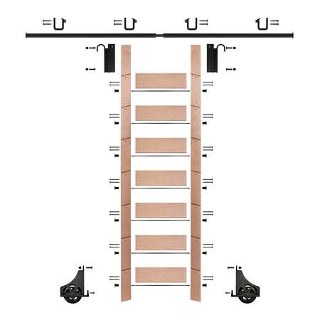 MEADOW LANE Ladder 92 in. Un-Finished Oak Black Hook with 8 ft. Rail Kit EG.300-92RO-08.08